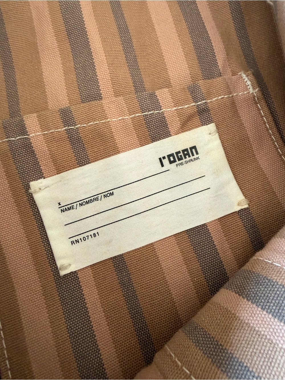 Vintage Rogan NYC Denim Striped Brown Canvas Tote Bag - Picture 2 of 4